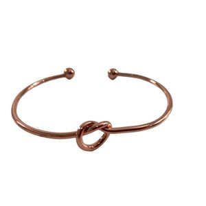 Rose Gold Colored Open Cuff Bracelet Knotted Bangle Love Knot